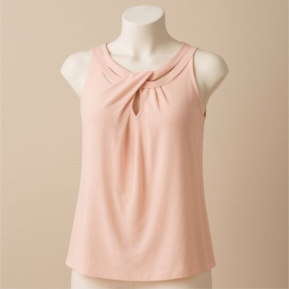Nine West Light Pink Twist-Front Sleeveless Blouse | Rayon Blend | Size S NWT - Picture 9 of 11